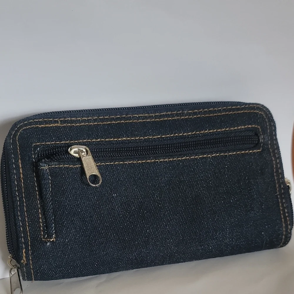 Elegant Black Denim Women's Wallet - Picture 2 of 5